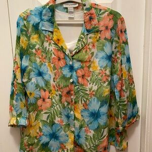 Cathy Daniels Tropical Floral two piece Button-Down Shirt